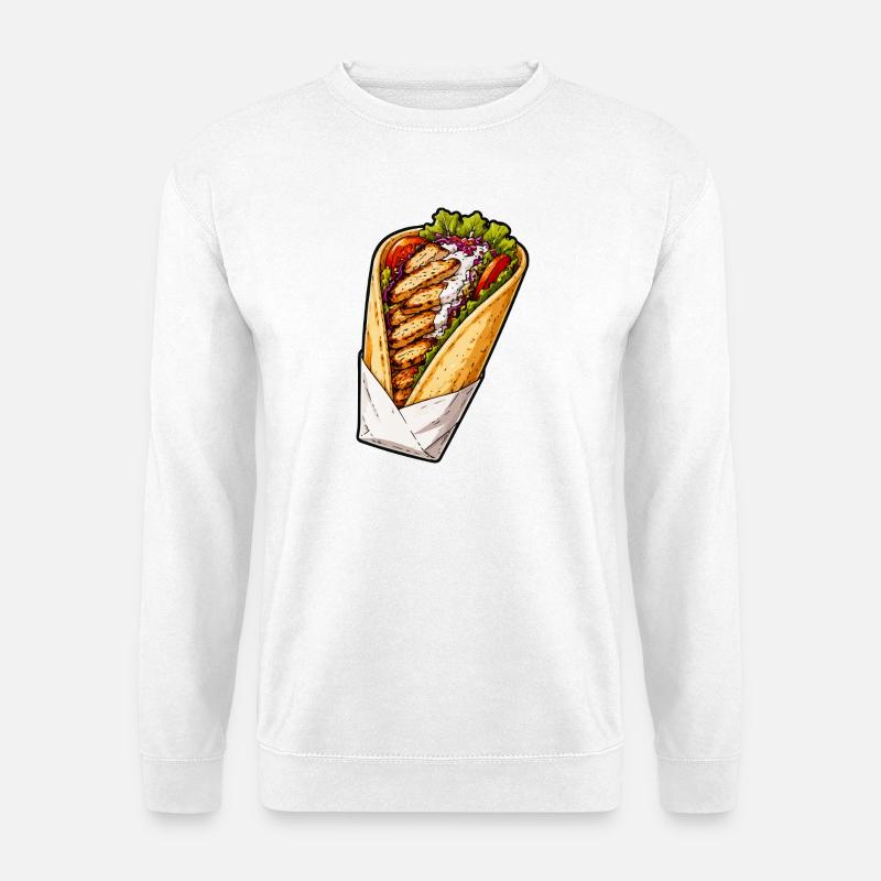 Hähnchen-Wrap Illustration - Unisex Pullover - Weiß