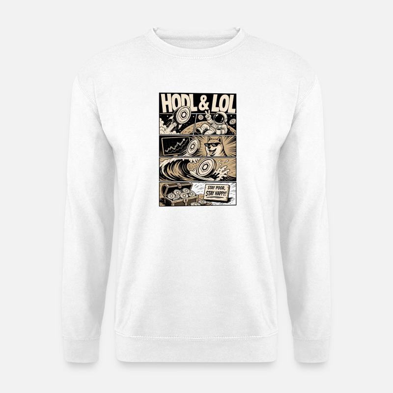 HODL LOL Crypto Meme Comic - Unisex Sweatshirt - white
