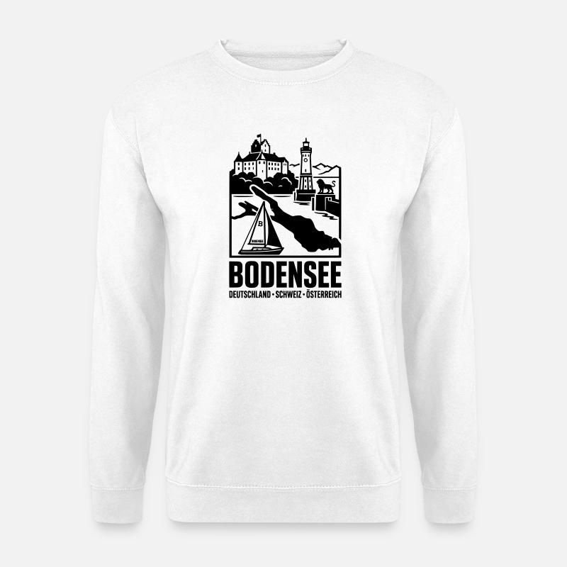 Bodensee Silhouette Wahrzeichen - Unisex Pullover - Weiß