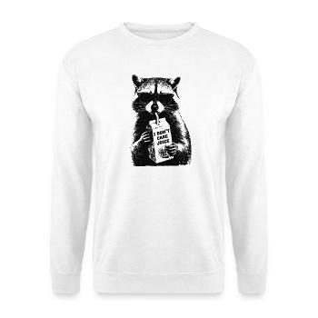 Raccoon drinks 'I don't care' juice - Unisex Sweatshirt - white - Front