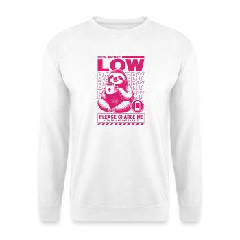 Conception drôle de paresseux à faible batterie - Sweat-shirt Unisexe - blanc - Devant