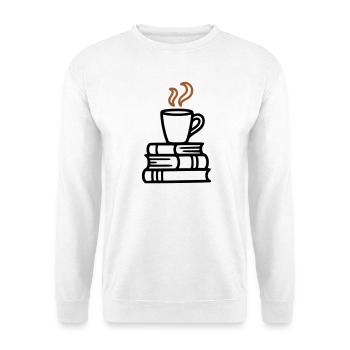 Bücher Kaffeetasse Lesen Buchclub Leseratte - Unisex Pullover - Weiß - Vorne