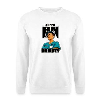 RN pride queer RN on duty, badge buddy nurse gift - Unisex Sweatshirt - white - Front