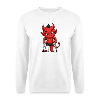 Kleiner Teufel mit Krücken - Unisex Pullover - Weiß - Vorne
