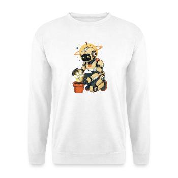 Roboter mit grünem Daumen - Unisex Pullover - Weiß - Vorne