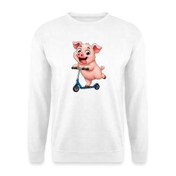 Motif drôle de ferme Scooter Scooter cochon - Sweat-shirt Unisexe - blanc - Devant