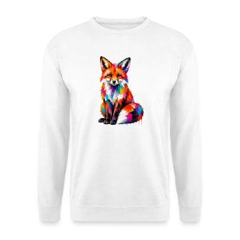 Bunter Fuchs mit Farbklecksen - Unisex Pullover - Weiß - Vorne