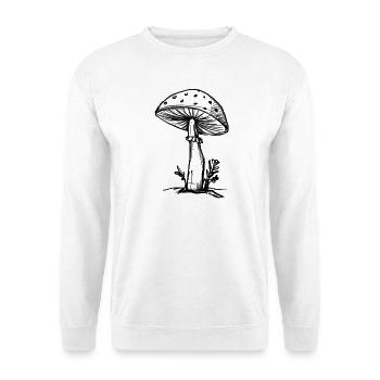 Pilz - Illustration - Unisex Pullover - Weiß - Vorne - Alina (178cm) & Michal (187cm)