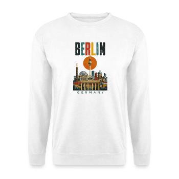 Berlin Germany Retro City Skyline - Unisex Pullover - Weiß - Vorne