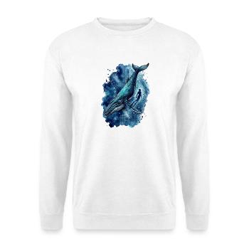 Deep Blue Odyssey Humpback Whale - Unisex Pullover - Weiß - Vorne - Alina (178cm) & Michal (187cm)