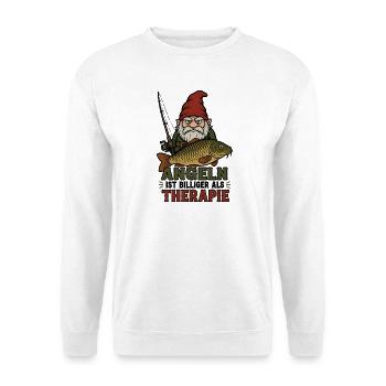 Angeln ist billiger als Therapie – Angler Shirt - Unisex Pullover - Weiß - Vorne - Alina (178cm) & Michal (187cm)