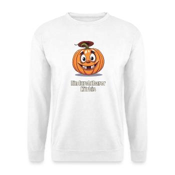 Gruseliger Kürbis – Halloween-Humor - Unisex Pullover - Weiß - Vorne - Alina (178cm) & Michal (187cm)