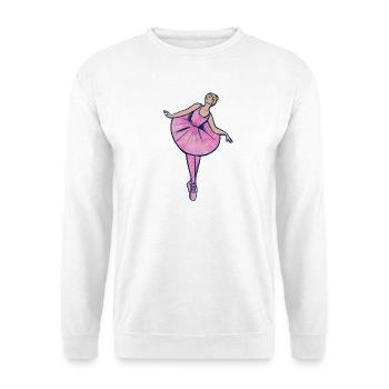 Pinke Ballerina in Tutu - Unisex Pullover - Weiß - Vorne - Alina (178cm) & Michal (187cm)