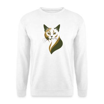 Elegante Katze – Vintage Tierillustration - Unisex Pullover - Weiß - Vorne - Alina (178cm) & Michal (187cm)