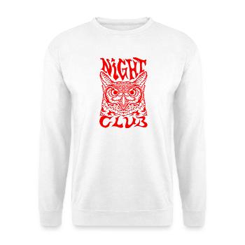 Nachteule Nachteule Illustration - Unisex Pullover - Weiß - Vorne - Alina (178cm) & Michal (187cm)