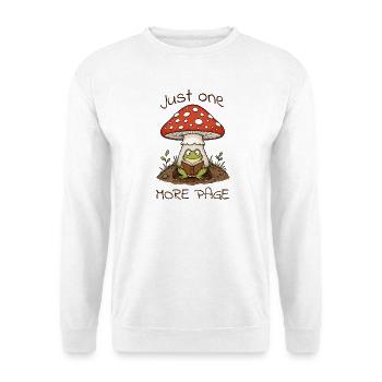 Lustiger Lese Frosch – Just One More Page Buch - Unisex Pullover - Weiß - Vorne - Alina (178cm) & Michal (187cm)