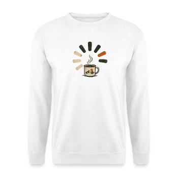 Dampfende Kaffeetasse - Unisex Pullover - Weiß - Vorne - Alina (178cm) & Michal (187cm)