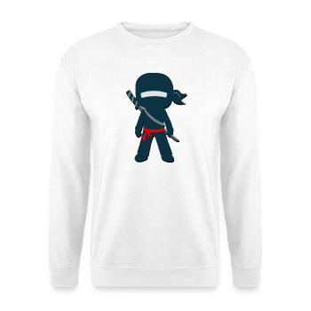 Ninja mit Schwert - Unisex Pullover - Weiß - Vorne - Alina (178cm) & Michal (187cm)