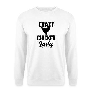 Crazy Chicken Lady - Unisex Pullover - Weiß - Vorne - Alina (178cm) & Michal (187cm)
