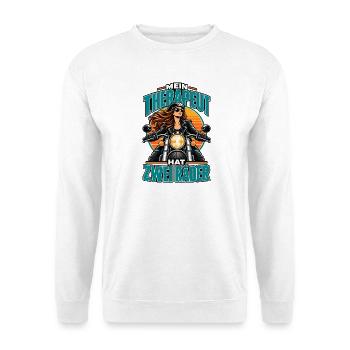 Mein Therapeut Hat Zwei Räder - Unisex Pullover - Weiß - Vorne - Alina (178cm) & Michal (187cm)