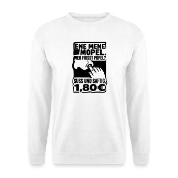 Popel Ene Mene Mopel - Unisex Pullover - Weiß - Vorne - Alina (178cm) & Michal (187cm)