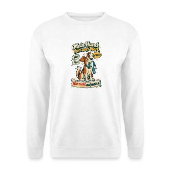 Mein Hund hört aufs Wort - Unisex Pullover - Weiß - Vorne - Alina (178cm) & Michal (187cm)