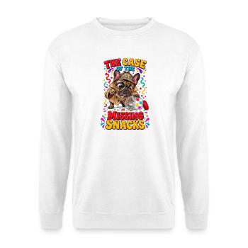  The Case Of Missing Snacks Französische Bulldogge - Unisex Pullover - Weiß - Vorne - Alina (178cm) & Michal (187cm)