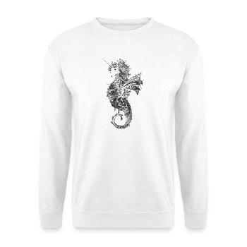 kunstvolle Zeichnung eines Einhorn Seepferdchen - Unisex Pullover - Weiß - Vorne