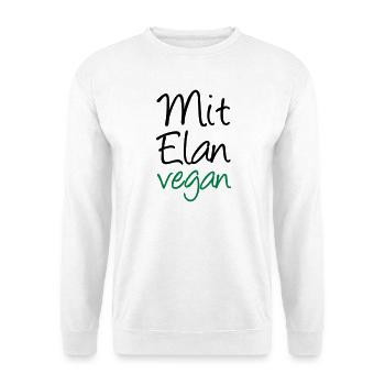 Mit Elan vegan Veganer, Geschenk, Spruch, Fun - Unisex Pullover - Weiß - Vorne