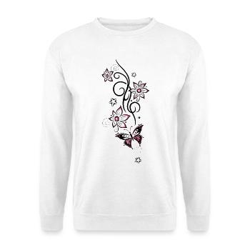 Vrille de tatouage avec des fleurs, des étoiles et des papillons - Sweat-shirt Unisexe - blanc - Devant