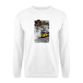 Lissabon Tram - Unisex Pullover - Weiß - Vorne - Alina (178cm) & Michal (187cm)
