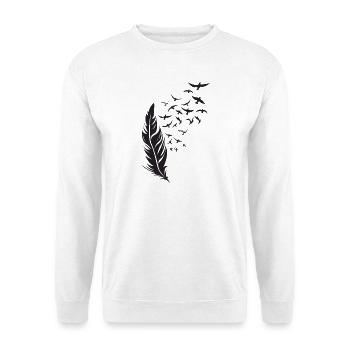 Federflug Silhouette mit Vogelzug - Unisex Pullover - Weiß - Vorne