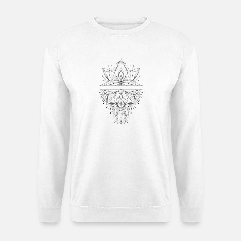 Orientalische Zier-Mandala-Lotusblume - Unisex Pullover - Weiß