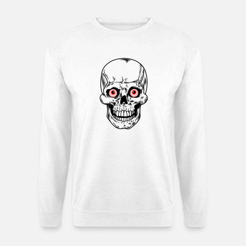 Skelettschädel mit roten Augäpfeln - Unisex Pullover - Weiß