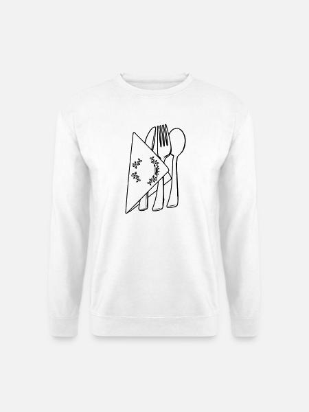 Besteck in luxuriöser Serviette - Unisex Pullover - Weiß