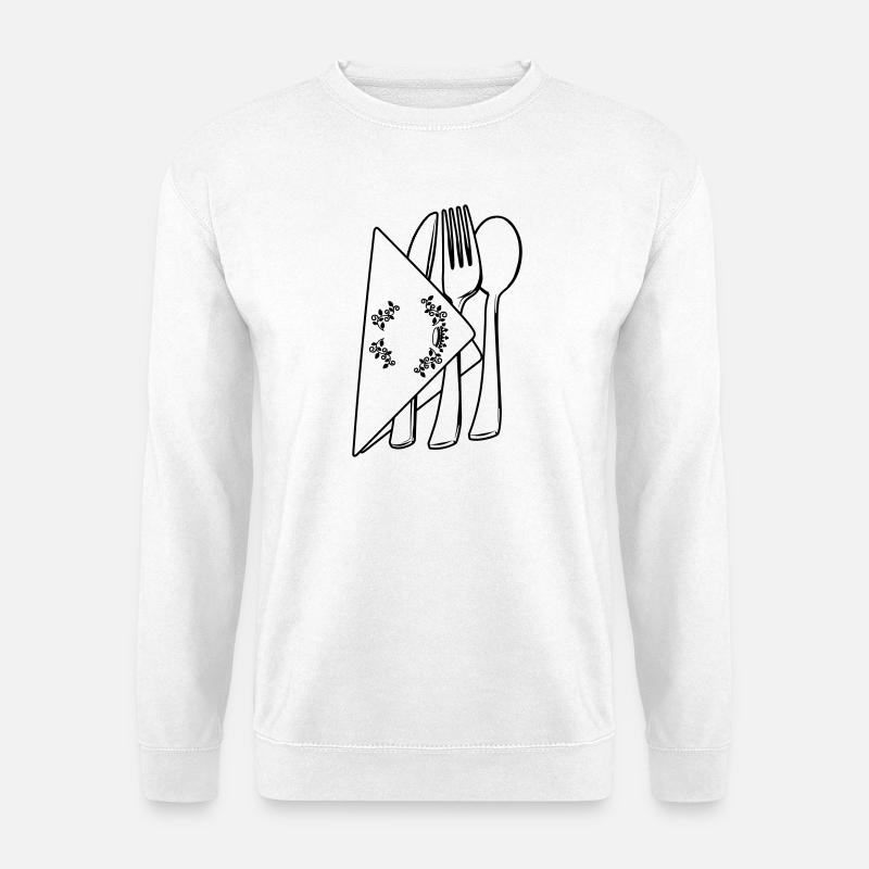 Besteck in luxuriöser Serviette - Unisex Pullover - Weiß