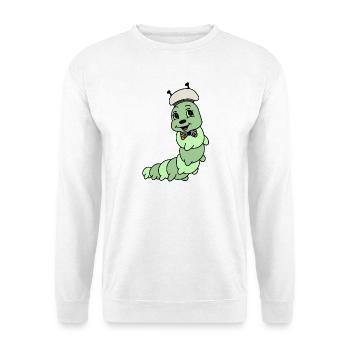 Niedliche Raupe – Cartoon Tier mit Schlips - Unisex Pullover - Weiß - Vorne