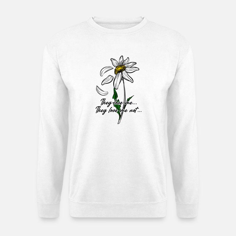 Daisy Line Art on Black - Unisex Sweatshirt - white