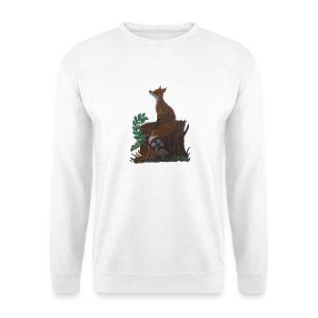 meditativer Fuchs - Unisex Pullover - Weiß - Vorne