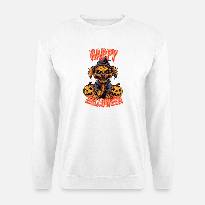 Süßer Halloween-Hund mit Kürbissen - Unisex Pullover - Weiß