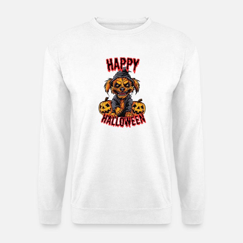 Süßer Halloween-Hund mit Kürbissen - Unisex Pullover - Weiß