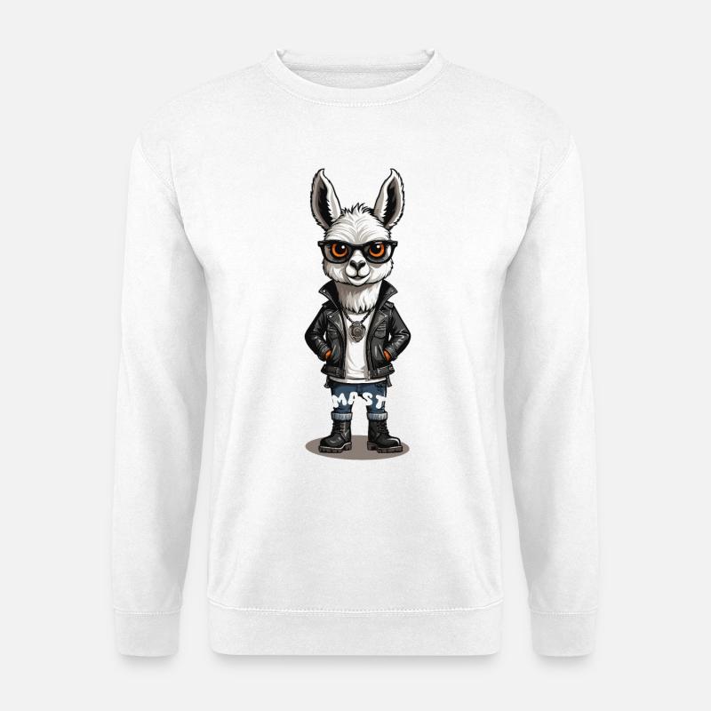 Cooles Lama - Unisex Pullover - Weiß