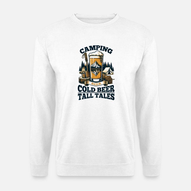 Camping: Kaltes Bier, Märchen! - Unisex Pullover - Weiß
