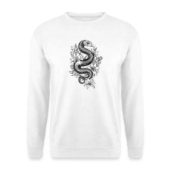 Schlange mit Lilien zum selber Ausmalen - Unisex Pullover - Weiß - Vorne