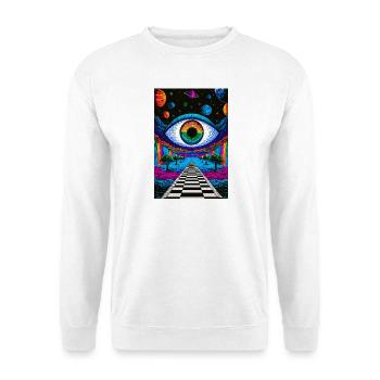 Psychedelisches kosmisches Auge auf dem Astralpfad - Unisex Pullover - Weiß - Vorne