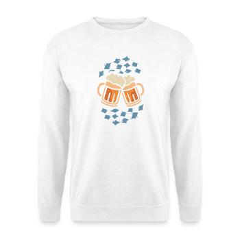 Clinking beer mugs – Bavarian diamond pattern Cart - Unisex Sweatshirt - white - Front