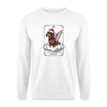 Tarot Xmas Card – Dachshund Dog “The Helper” - Unisex Sweatshirt - white - Front
