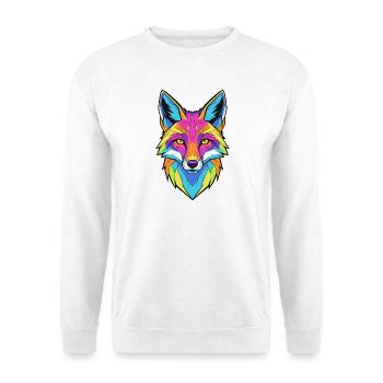 Buntes Wolfporträt mit geometrischem Stil - Unisex Pullover - Weiß - Vorne