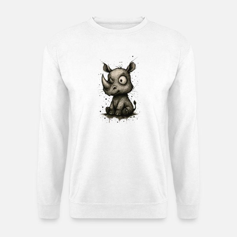 Lustiges Nashorn – Comic-Splash - Unisex Pullover - Weiß