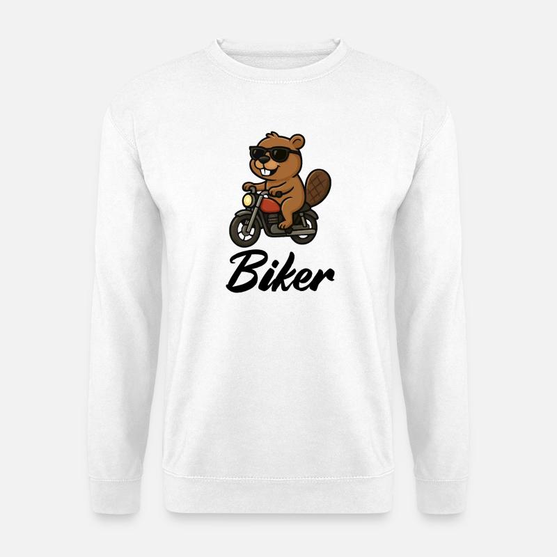 Biber Motorradfahrer mit Sonnenbrille - Unisex Pullover - Weiß